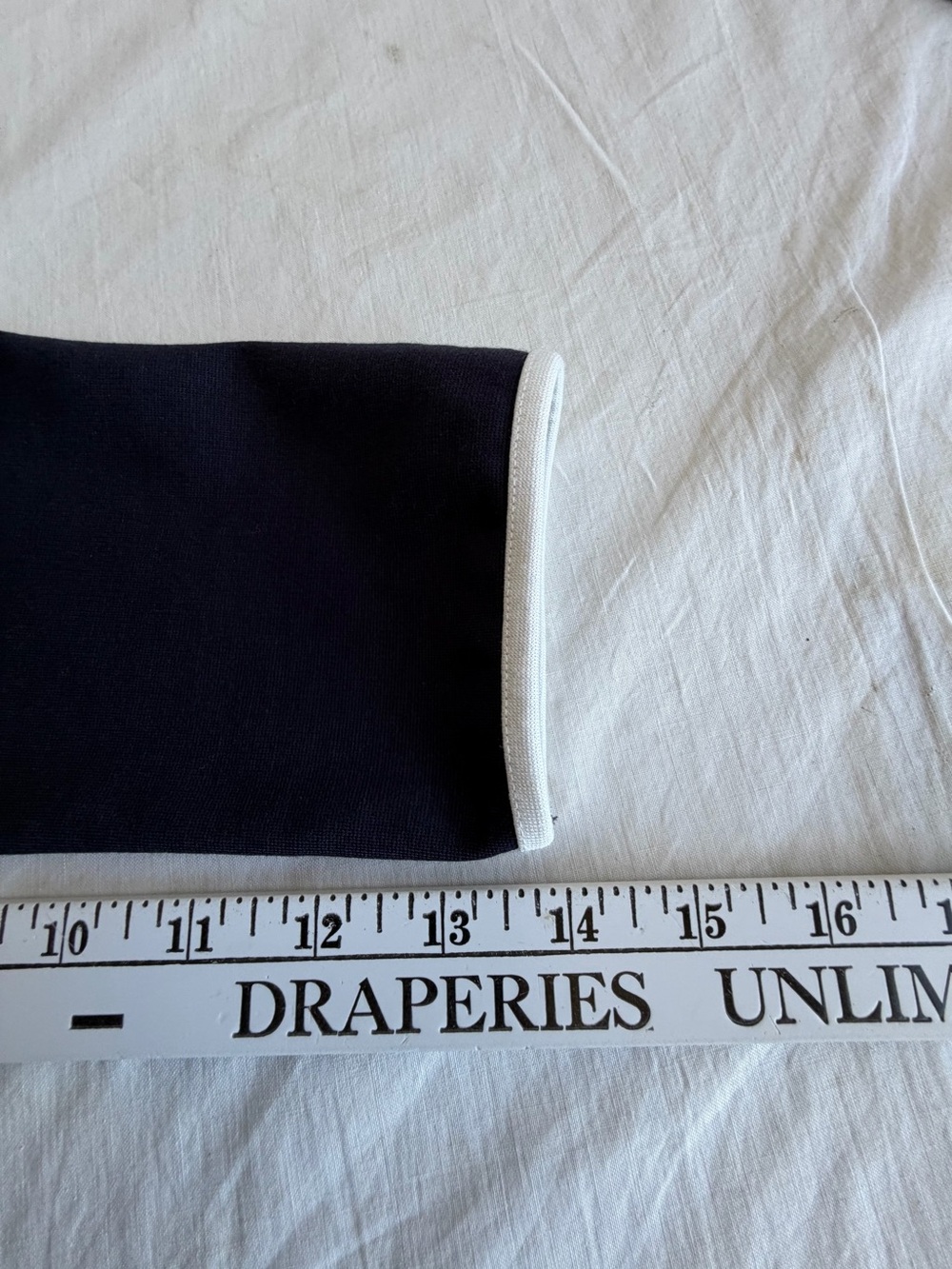 Boden Navy Layla Sheath Dress with Cream Trim and Tie Neck - Picture 14 of 14